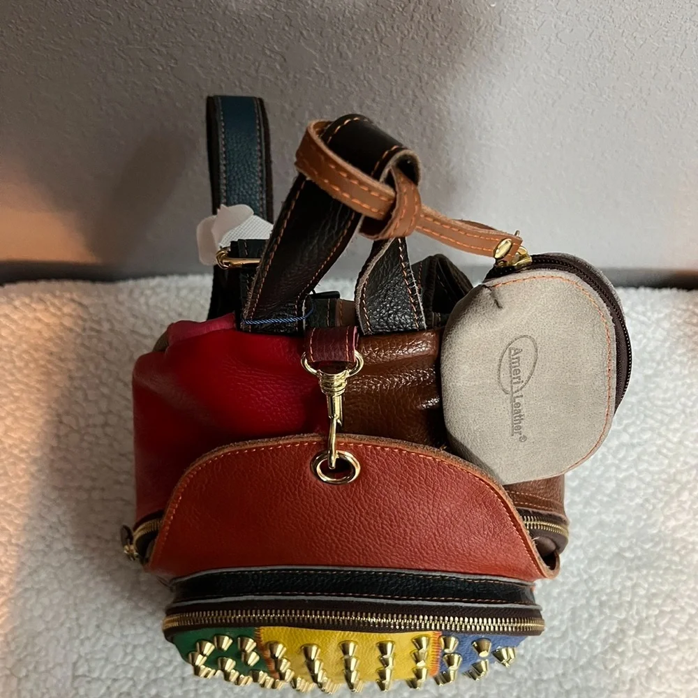 💚❤️💙💛AmeriLeather Borka Leather Backpack NWT (regularly $189)❤️BEAUTIFUL❤️NEW - Picture 15 of 16